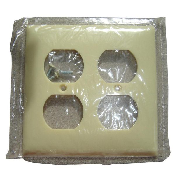 Mulberry 92102 Thermoplastic Standard Size 2-Gang Wallplate 2-Duplex Receptacle Ivory Endura