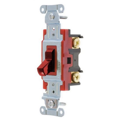 P116806.jpg Hubbell-Wiring 1221R 120/277-Volt AC 20-Amp 1-Pole Heavy-Duty Industrial/Specification Grade Toggle AC Switch Red Hubbell-Pro