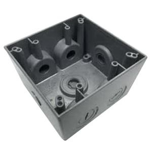 Mulberry 30598 Powdered Die Cast Aluminum 2-Gang Weatherproof Outlet Box 4-1/2-Inch x 4-1/2-Inch x 2.625-Inch 37.3-Cubic-Inch Royal Mountie