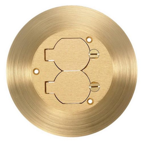 P11855.jpg Thomas & Betts E97BR2 Light Lacquer Brass Two Door Floor Box Cover 5.50-Inch x 0.29-Inch Thickness Carlon®