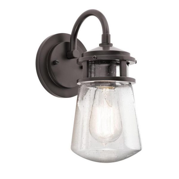 Kichler 49444AZ 1-Light Wall Lantern 75-Watt 120-Volt Architectural Bronze Lyndon