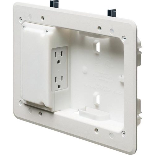 Arlington TVL508 Plastic Screw Mount Low Profile TV Box 8-Inch x 5-Inch x 1-1/4-Inch White TV BOX