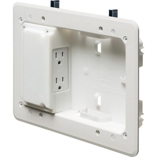 P118902.jpg Arlington TVL508 Plastic Screw Mount Low Profile TV Box 8-Inch x 5-Inch x 1-1/4-Inch White TV BOX