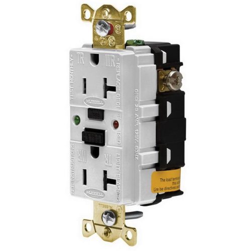 P119522.jpg Hubbell-Wiring GFR5362SGW Industrial Grade Tamper-Resistant Self-Test GFCI Receptacle With LED Indicator 20-Amp 125-Volt NEMA 5-20R White Autoguard