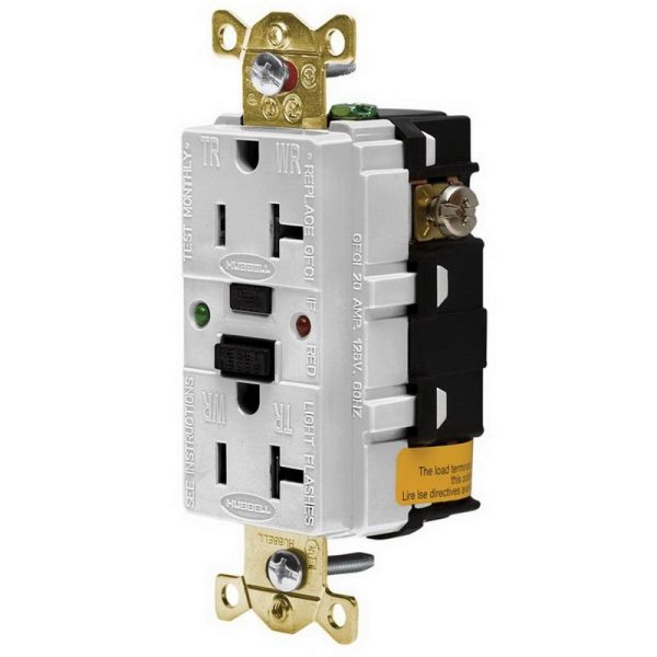 P119522.jpg Hubbell-Wiring GFR5362SGW Industrial Grade Tamper-Resistant Self-Test GFCI Receptacle With LED Indicator 20-Amp 125-Volt NEMA 5-20R White Autoguard