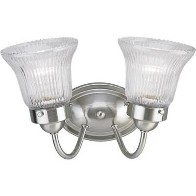 Progress Lighting P3288-09 2-Light Bath And Vanity Fixture 100-Watt 120-Volt Brushed Nickel Plated