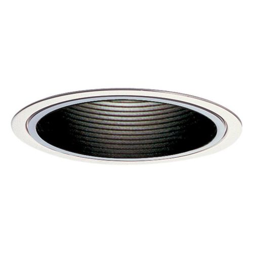 P12054.jpg Lightolier 1176 6-3/4-Inch Down Light Trim Round Black Baffle White Flange LyteCaster