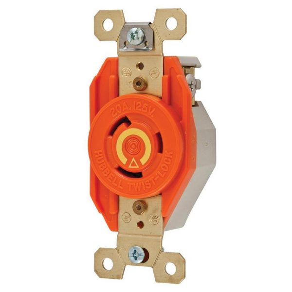 Hubbell-Wiring IG2310 Single Locking Single Locking Receptacle 2-Pole 3-Wire 20-Amp 125-Volt Twist-Lock&reg;