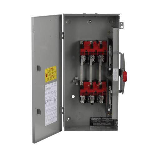 P123337.jpg Eaton DT323URK 3-Wire 3-Pole Non-Fusible K Series Manual Transfer Heavy-Duty Safety Switch 240-Volt AC 250-Volt DC 100-Amp NEMA 3R