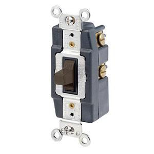 Leviton 1256 120/277-Volt AC 15-Amp SPDT Center Off 1-Pole Extra Heavy-Duty Industrial/Specification Grade Toggle AC Quiet Switch Brown
