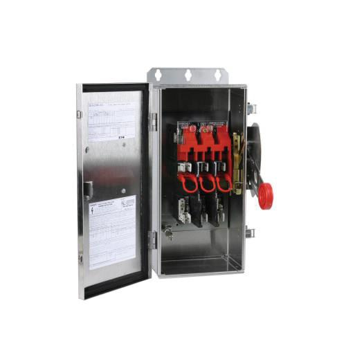 P126163.jpg Eaton DH361FWK 3-Wire 3-Pole Fusible K Series Heavy-Duty Safety Switch 600-Volt AC 30-Amp NEMA 4X