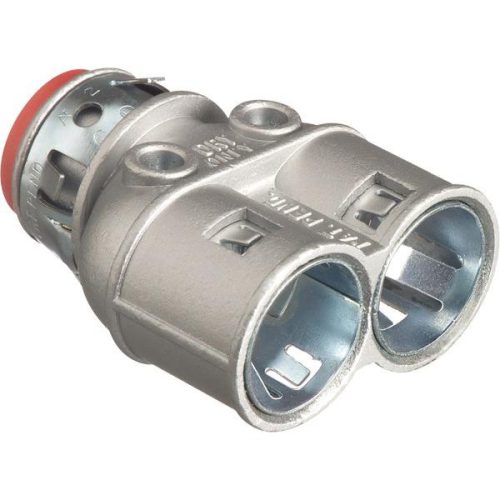 Arlington 3838AST Die Cast Zinc Insulated Throat Straight Duplex Connector 3/8-Inch Snap2IT&reg;