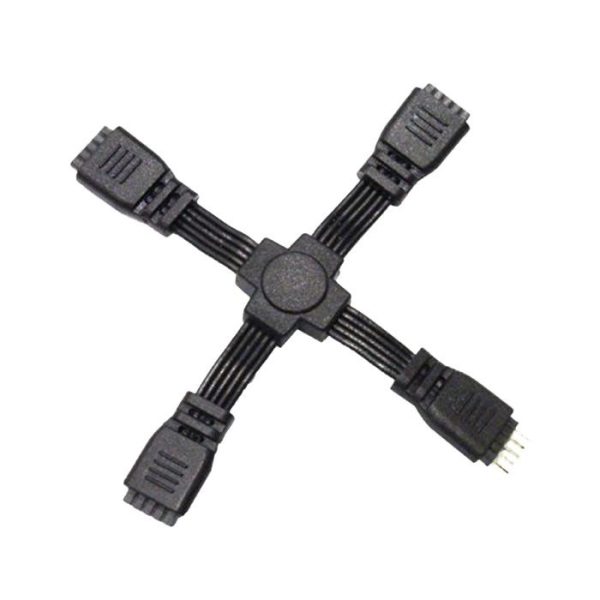 WAC Lighting LED-TC-X 4-Way X-Connector Black For Use With InvisiLED&reg; Pro Pro2 Pro3 LITE Classic Daylight to Sunset Palette Tape Light