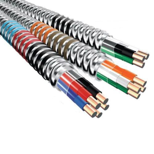 AFC Cable Systems MC-CU-12/2-RED/WH-ALUM-JKT-1000R Copper Conductor Aluminum MC Armored Cable 12/2 1000-ft Reel Red/White