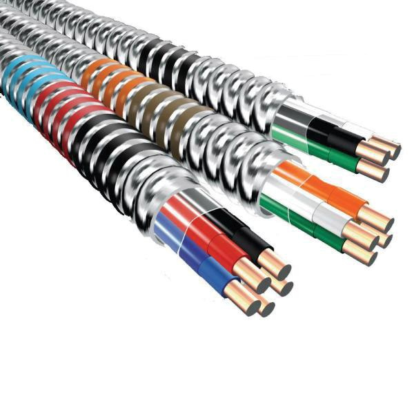 AFC Cable Systems MC-CU-12/2-RED/WH-ALUM-JKT-1000R Copper Conductor Aluminum MC Armored Cable 12/2 1000-ft Reel Red/White