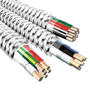 Copper Conductor Steel Armored Neutral Per Phase Traditional MC Armored Cable With Grounding 12/3-12/3-12/2 1000-ft Reel Black/Red/Blue Super Neutral