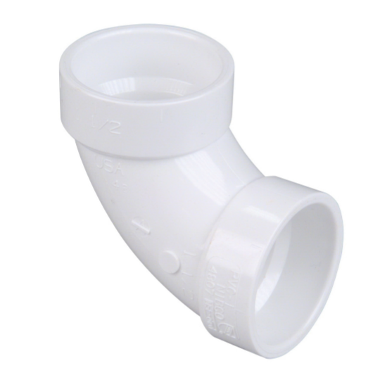 K055850 4807 DWV 90 deg Elbow, 6", Hub, PVC, Domestic