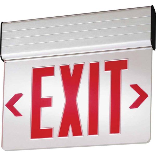 PNN122065.jpg Lithonia Lighting EDG-1-RMR-EL-M6 EDG Series Emergency LED Edge-Lit Exit Sign Brushed Aluminum Housing Red Letter 120/277 Volt